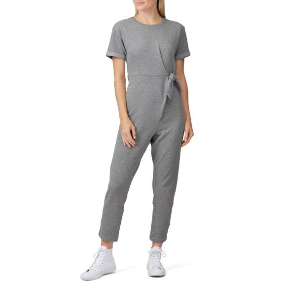 Hatch Lolo Maternity Jumpsuit Heather Gray Side Tie Crew‎ Neck Short Sleeve Sz 4 - Picture 1 of 12